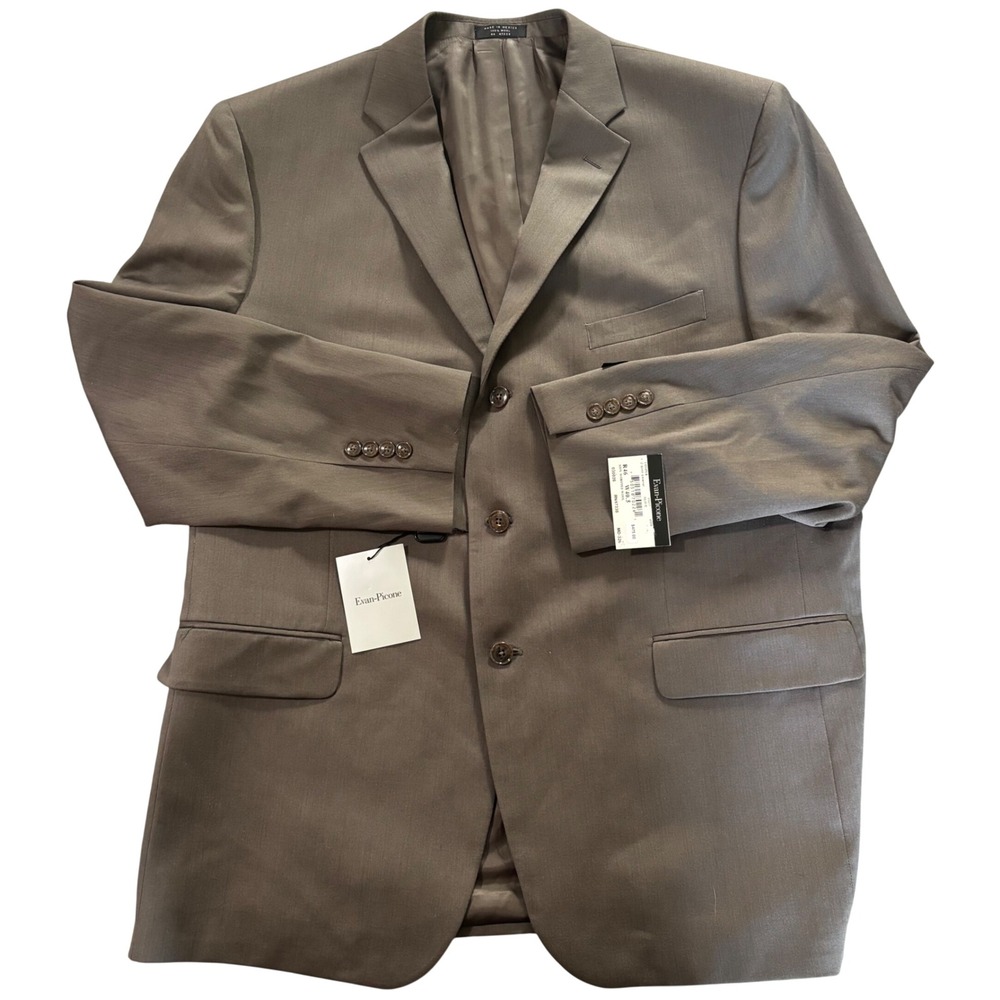 Evan-Picone Cooper Mens 46R Suit Jacket Olive Green 100% Worsted Wool Blazer NEW